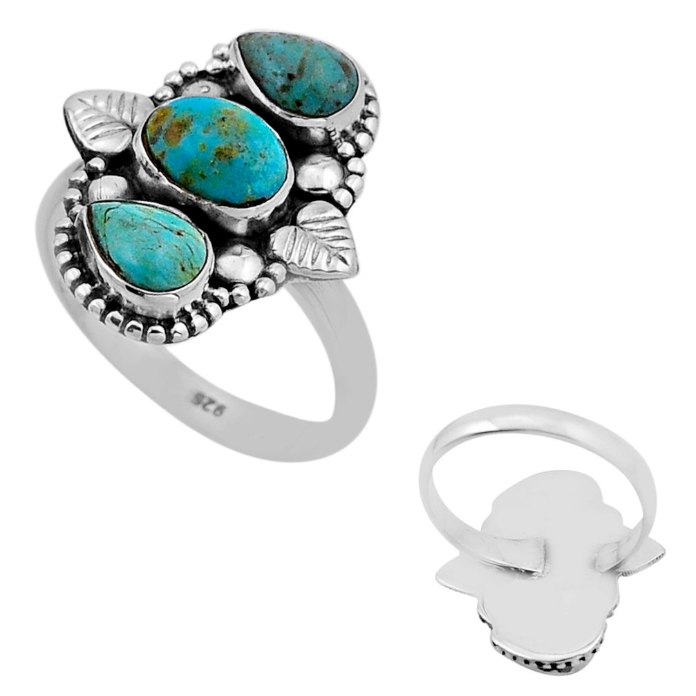 Back closed arizona mohave turquoise 925 silver adjustable ring size 9 n52289