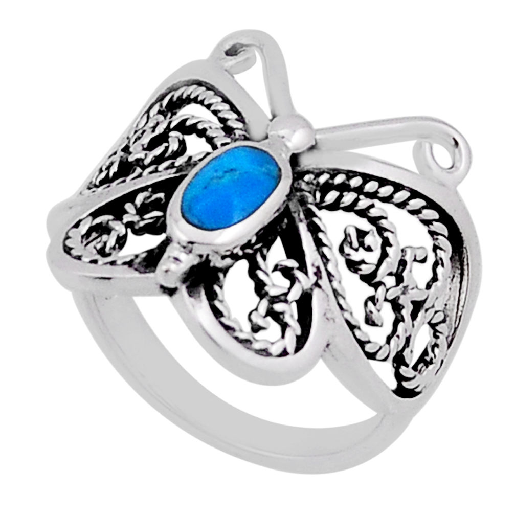 Back closed arizona mohave turquoise 925 silver butterfly ring size 5.5 n39500