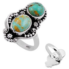 4.41cts back closed arizona mohave turquoise 925 silver ring size 5.5 n48510