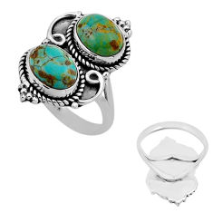 5.51cts back closed arizona mohave turquoise oval 925 silver ring size 6 n53685