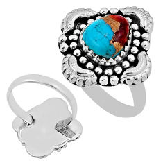 3.98cts back closed blue arizona mohave turquoise silver ring size 6.5 n34823