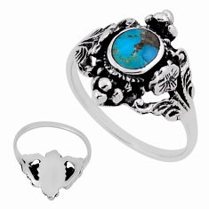0.98cts back closed blue arizona mohave turquoise silver ring size 7.5 n39529