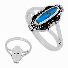 0.90cts back closed blue arizona mohave turquoise silver ring size 7.5 n39532