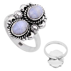 4.19cts back closed blue lace agate 925 silver adjustable ring size 8.5 n49000