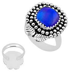 3.13cts back closed blue purple strip opal cushion silver ring size 6.5 n45952