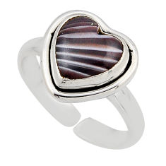 5.13cts back closed brown botswana agate silver adjustable ring size 8 y92844