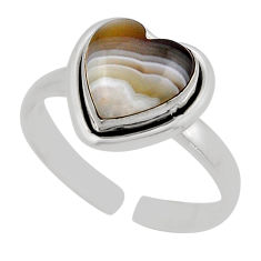 5.38cts back closed brown botswana agate silver adjustable ring size 9 y92822