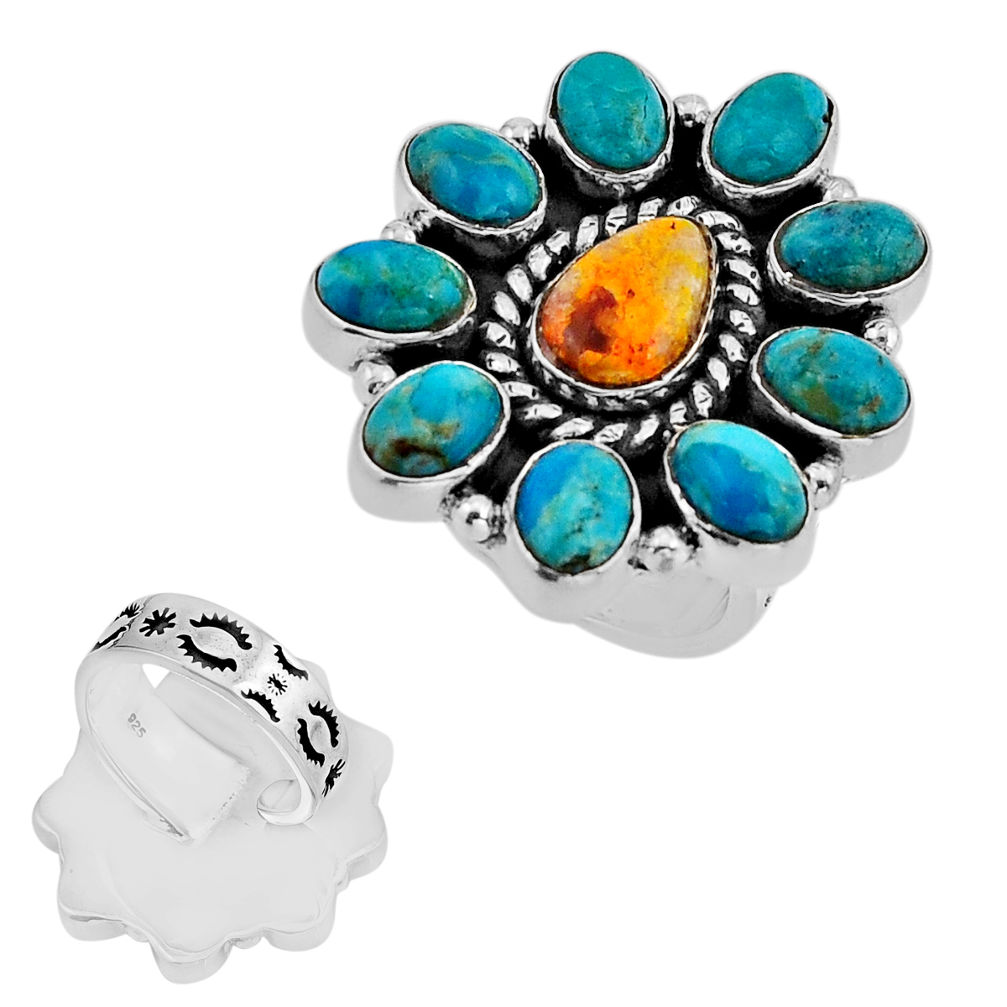 Back closed bumble bee australian jasper silver adjustable ring size 7.5 c31691