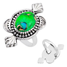 6.83cts back closed copper turquoise 925 silver adjustable ring size 8.5 n54143
