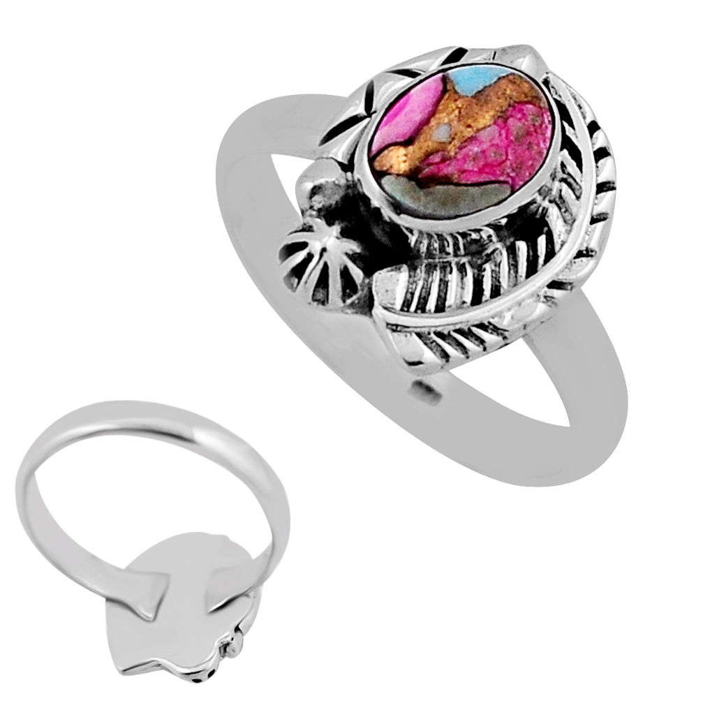 2.13cts back closed cotton candy turquoise oval 925 silver ring size 8 n36191