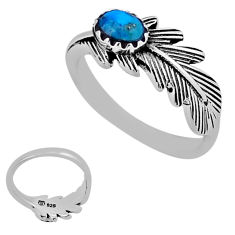 1.09cts back closed fine green turquoise 925 silver feather ring size 9.5 n40381