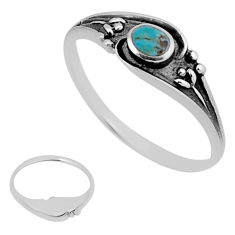 0.23cts back closed fine green turquoise oval 925 silver ring size 8.5 n40393