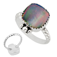 2.67cts back closed fine volcano aurora opal 925 silver ring size 8.5 y75985