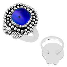 2.59cts back closed fine volcano aurora opal 925 silver ring size 8.5 y76372