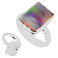 4.19cts back closed fine volcano aurora opal 925 silver ring size 7.5 y76863