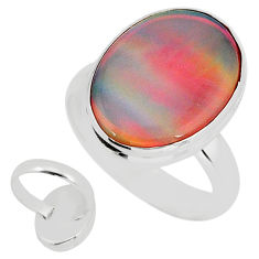 5.52cts back closed fine volcano aurora opal 925 silver ring size 7.5 y77821