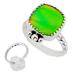2.54cts back closed fine volcano aurora opal cushion silver ring size 7 y75990