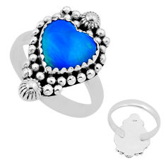 4.22cts back closed fine volcano aurora opal heart silver ring size 7.5 n53788