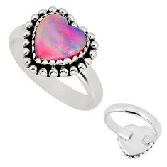 2.80cts back closed fine volcano aurora opal heart silver ring size 8.5 y76387