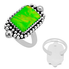 4.61cts back closed fine volcano aurora opal octagan silver ring size 9 n53776