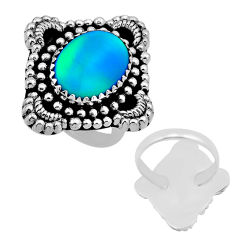 5.29cts back closed fine volcano aurora opal oval 925 silver ring size 6 n53755