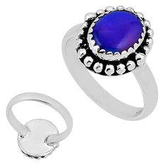 2.57cts back closed fine volcano aurora opal oval 925 silver ring size 7 n33877