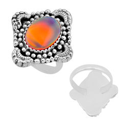 4.96cts back closed fine volcano aurora opal oval 925 silver ring size 7 n53747