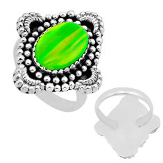 4.95cts back closed fine volcano aurora opal oval 925 silver ring size 8 n53762