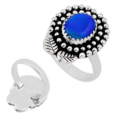 2.92cts back closed fine volcano aurora opal oval silver ring size 6.5 n33872