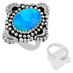 5.22cts back closed fine volcano aurora opal oval silver ring size 7.5 n53816