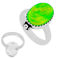 3.94cts back closed fine volcano aurora opal oval silver ring size 6.5 n53976
