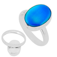 5.04cts back closed fine volcano aurora opal oval silver ring size 7.5 n53977