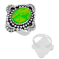 5.31cts back closed fine volcano aurora opal oval silver ring size 7.5 n53991