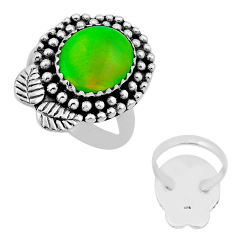 3.96cts back closed fine volcano aurora opal silver leaf ring size 7.5 n53765