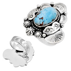 8.78cts back closed golden hills turquoise 925 silver adjustable ring n20729