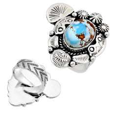 6.10cts back closed golden hills turquoise 925 silver adjustable ring n20736