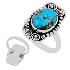 5.53cts back closed green arizona mohave turquoise 925 silver ring size 7 n35670