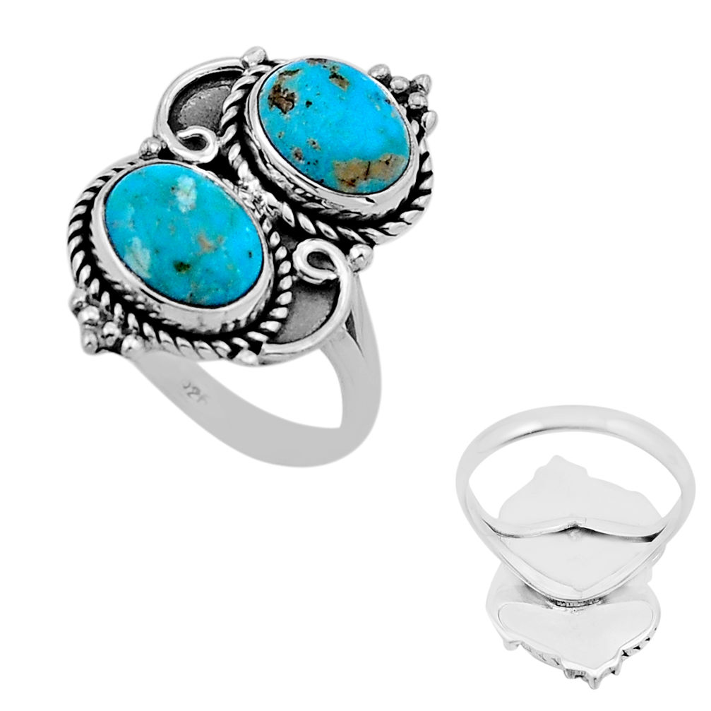 5.50cts back closed green arizona mohave turquoise 925 silver ring size 7 n53691