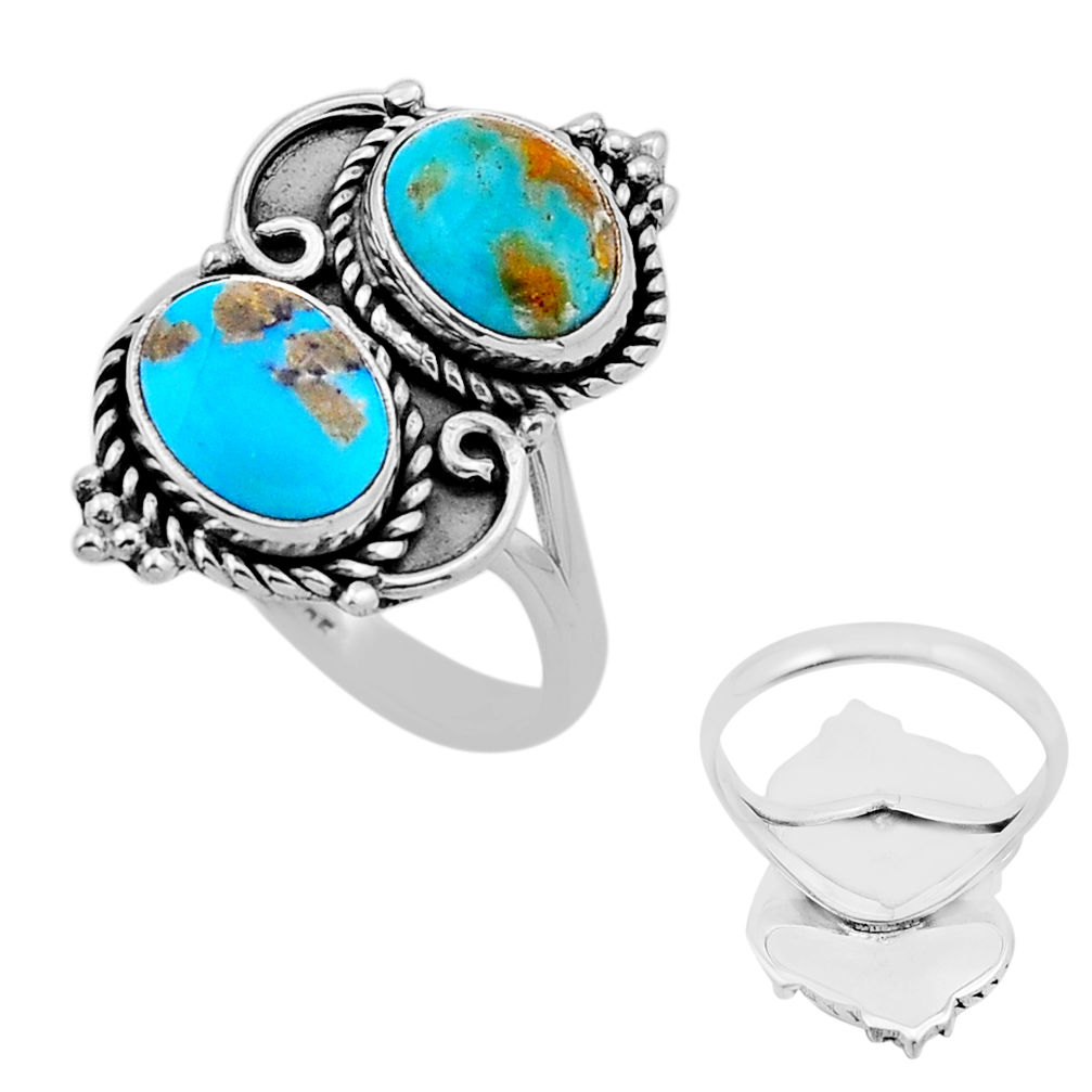 6.11cts back closed green arizona mohave turquoise 925 silver ring size 8 n53687