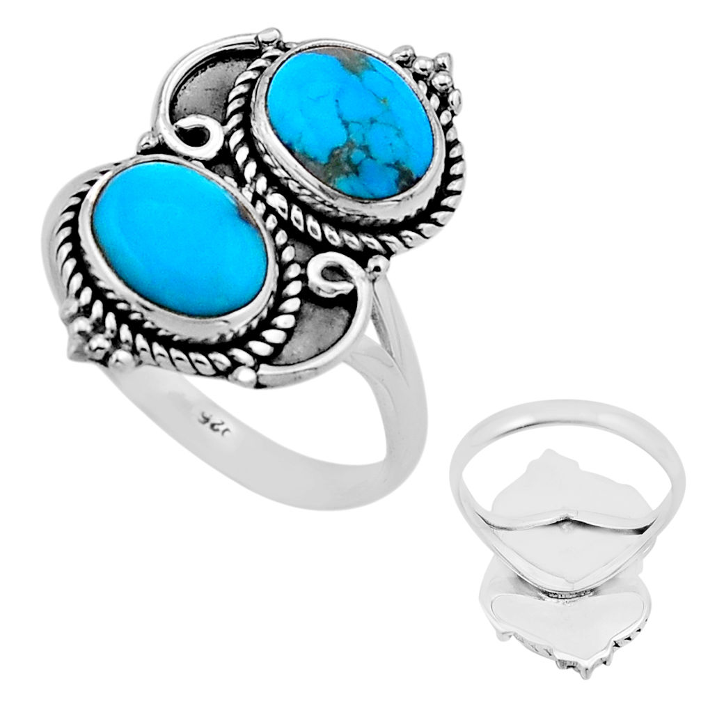 6.04cts back closed green arizona mohave turquoise 925 silver ring size 9 n53694