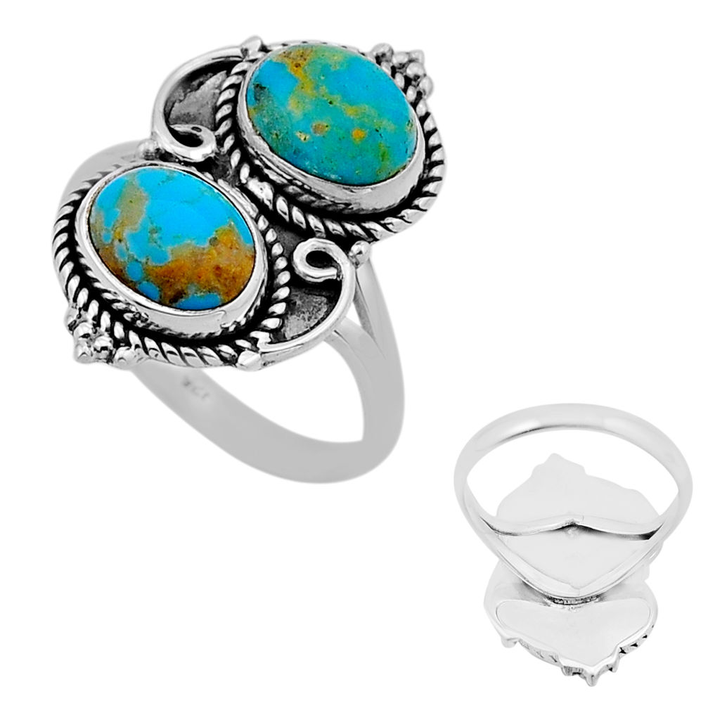 5.96cts back closed green arizona mohave turquoise 925 silver ring size 9 n53697