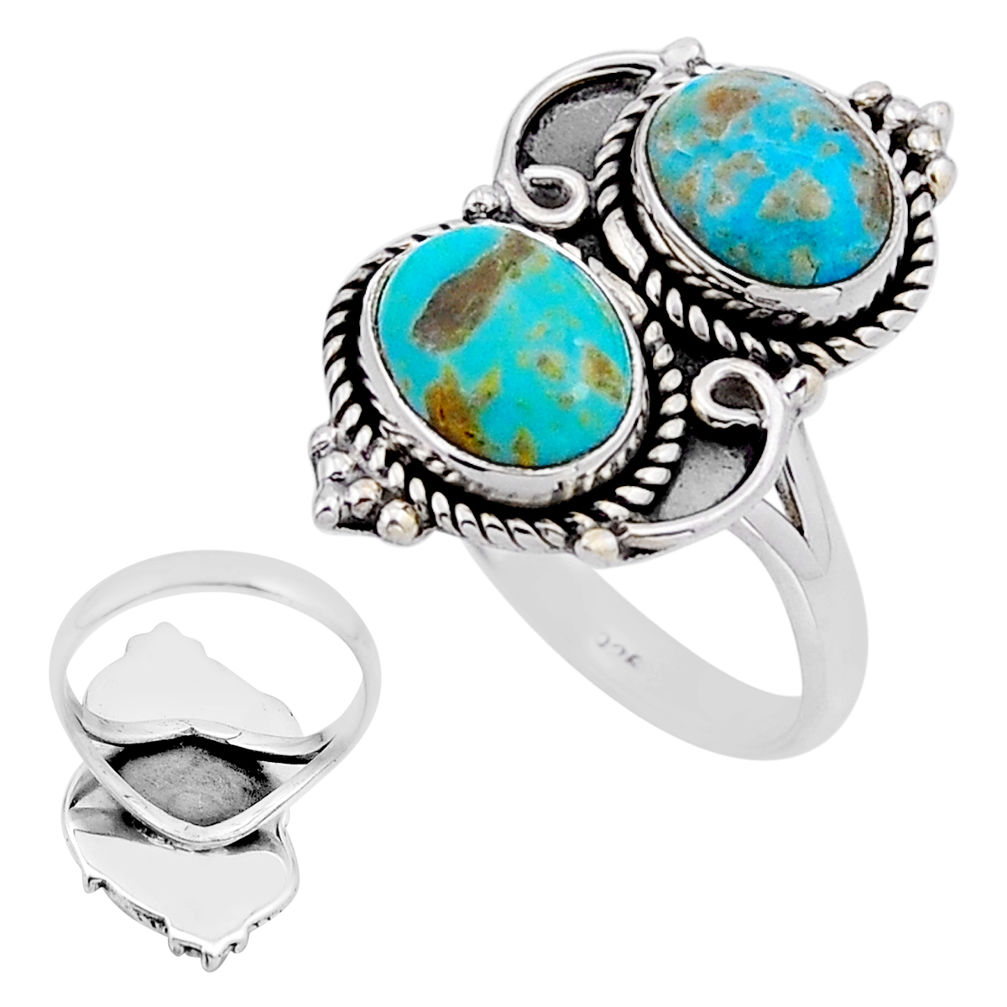 6.04cts back closed green arizona mohave turquoise 925 silver ring size 9 n54257