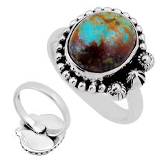 Back closed green arizona mohave turquoise silver adjustable ring size 8 n43582