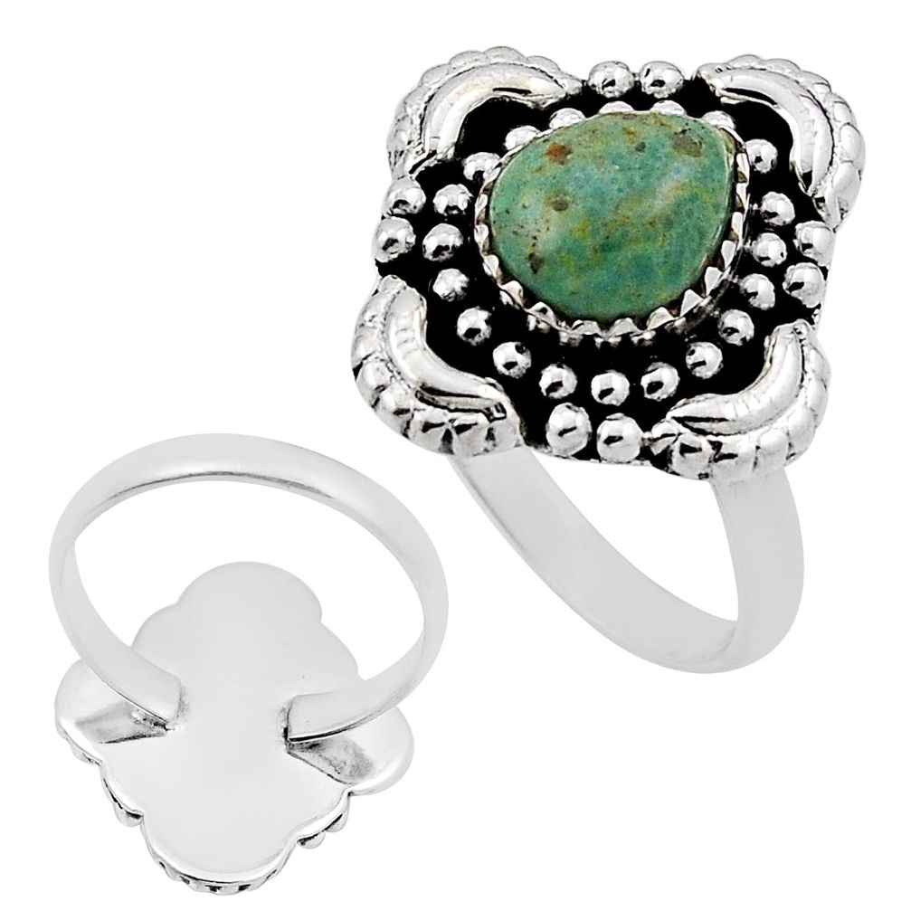 4.09cts back closed green arizona mohave turquoise silver ring size 8.5 n34818