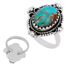 6.48cts back closed green arizona mohave turquoise silver ring size 6.5 n35664