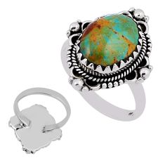 6.47cts back closed green arizona mohave turquoise silver ring size 9.5 n35677