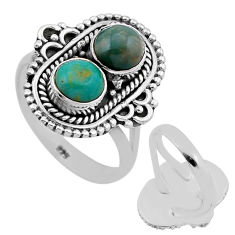 2.06cts back closed green arizona mohave turquoise silver ring size 7.5 n48572