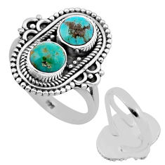 2.05cts back closed green arizona mohave turquoise silver ring size 7.5 n48575