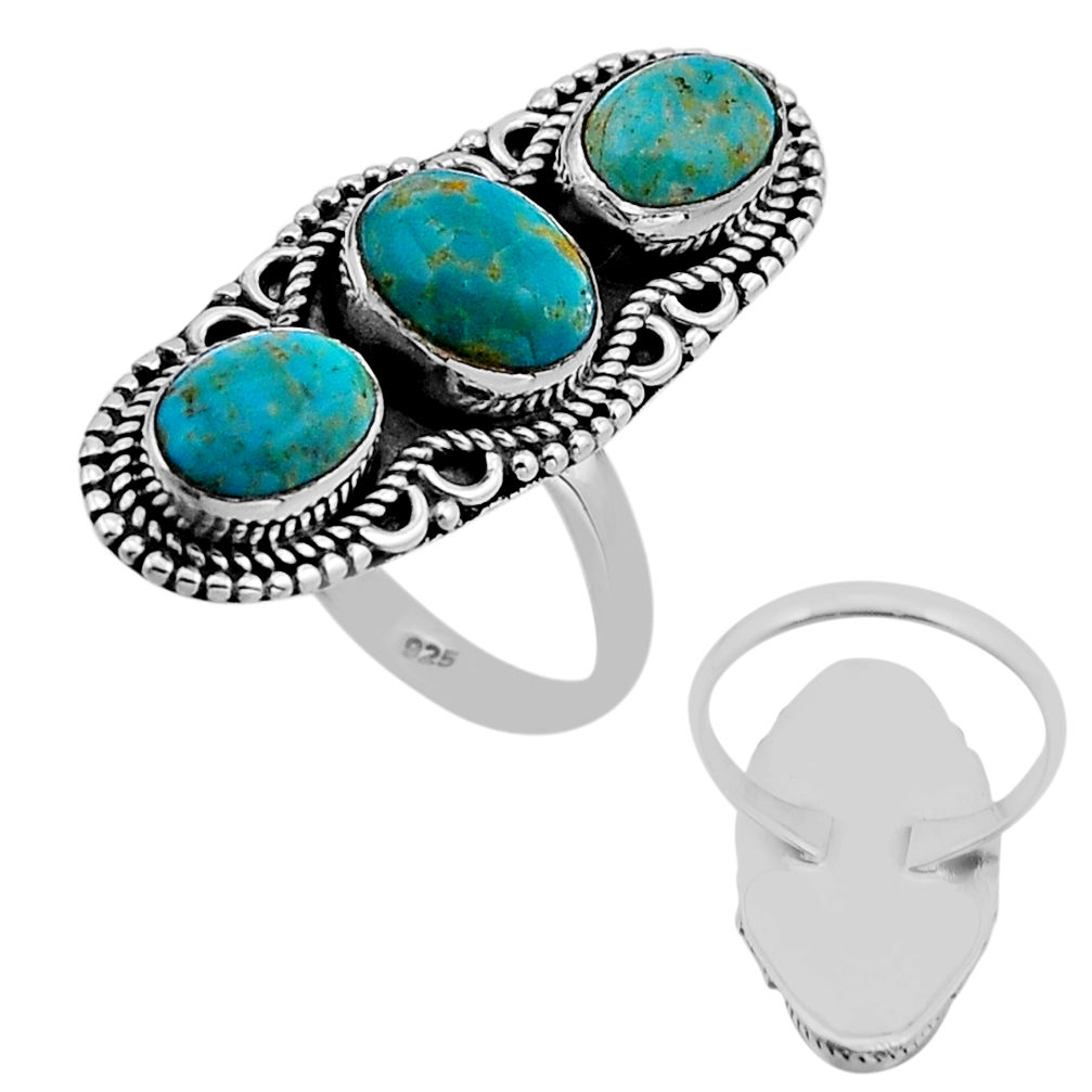7.24cts back closed green arizona mohave turquoise silver ring size 7.5 n52226