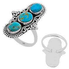 7.27cts back closed green arizona mohave turquoise silver ring size 7.5 n52522